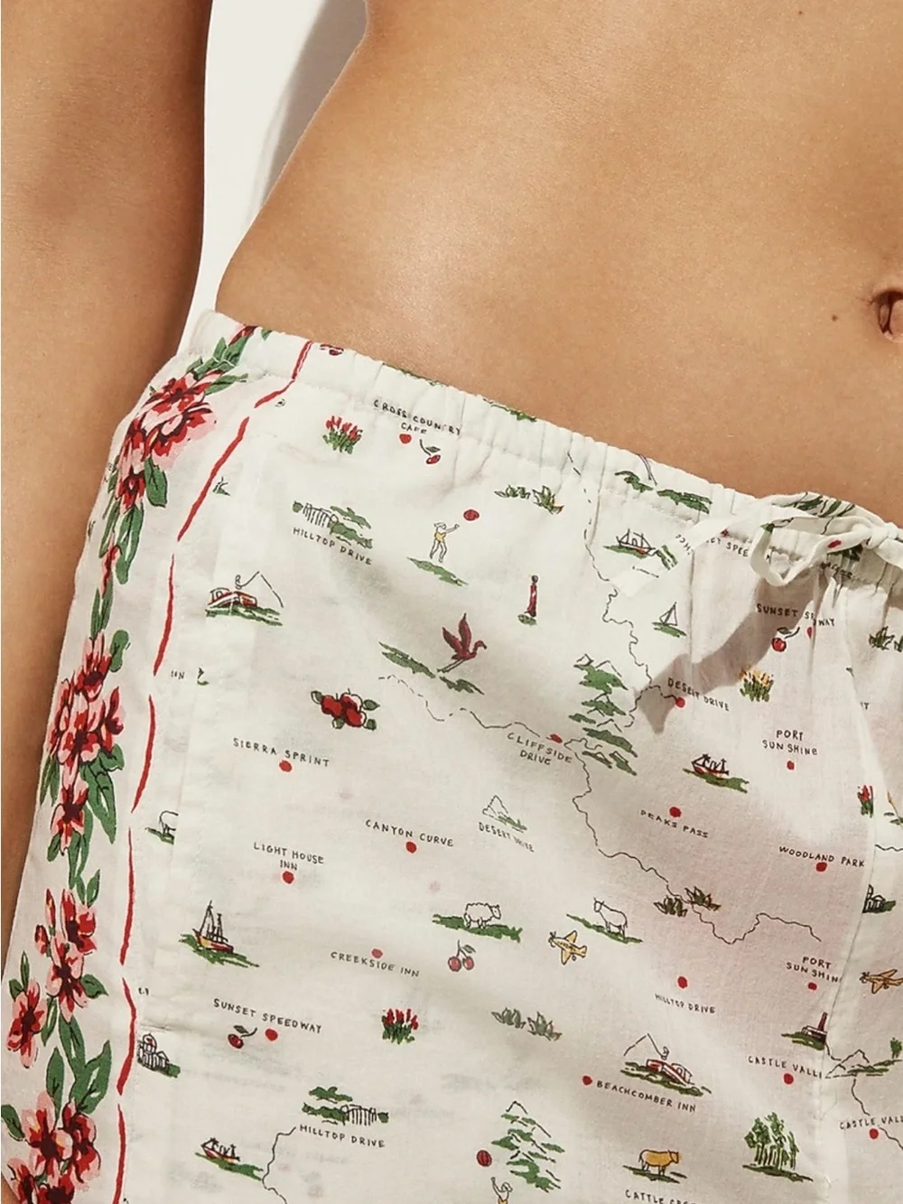 NWT J Crew Floral Border Cream Wide-Leg Printed Pants SIZE MED